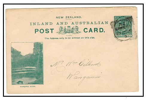 NEW ZEALAND - 1899 1d deep greenish grey illustrated PSC used locally.  H&G 10.