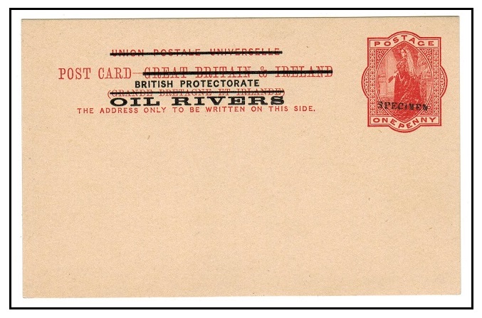 NIGER COAST - 1892 1d vermilion PSC unused with SPECIMEN applied in black.  H&G 2.