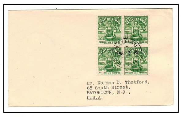 SAMOA - 1952 2d rate cover to USA used at MATAUTU.