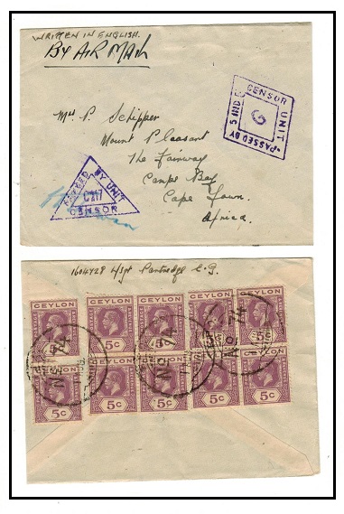 CEYLON - 1943 50c rate FPO/No.74 