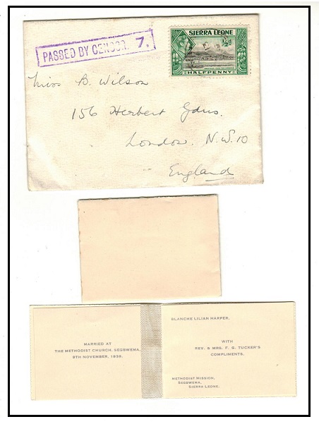 SIERRA LEONE - 1939 1/2d unsealed matter rate 