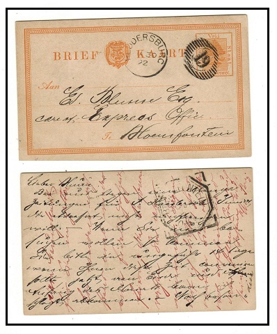 ORANGE FREE STATE - 1884 1d orange PSC used locally with 