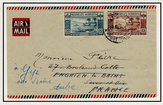 NEW HEBRIDES - 1945 55c rate cover to France used at NOUVELLES HEBRIDES/PORT VILA.