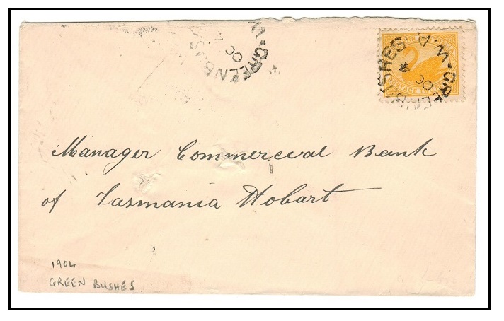 WESTERN AUSTRALIA - 1904 2d rate cover to Tasmania used at GREENBUSHES.