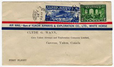 CANADA - 1928 YUKON AIRWAYS first flight cover.