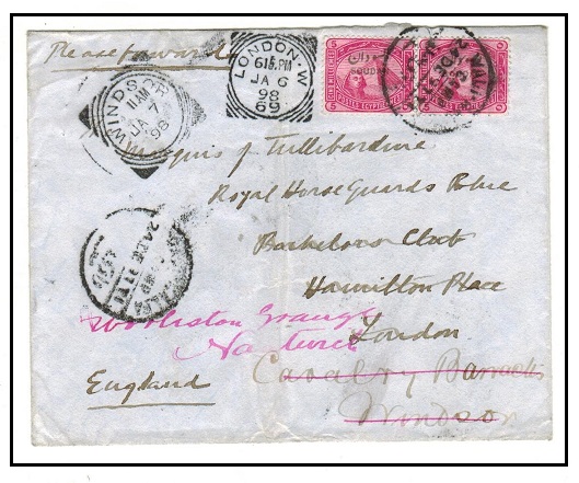 SUDAN - 1897 10m rate cover to UK used at WADI HALFA.