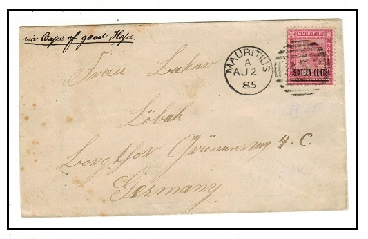 MAURITIUS - 1886 16c on 17c surcharge cover to Germany.