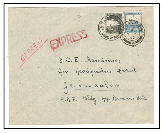 PALESTINE - 1942 25m rate local cover struck 