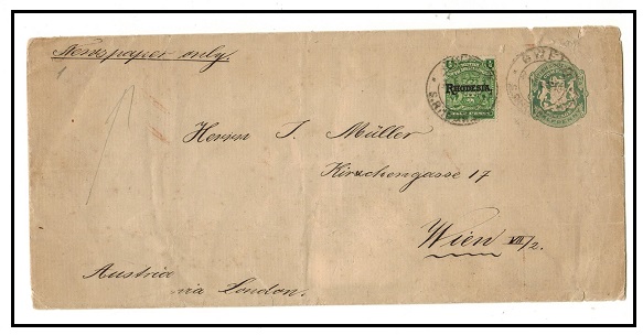 RHODESIA - 1904 1/2d green PSE uprated to Austria used at GWELO.  H&G 1a.