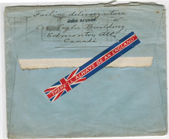 CANADA - 1942 THERE ALWAYS BE AN ENGLAND patriotic cover to UK.