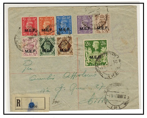 B.O.F.I.C. - 1943 local censored cover with MEF short set to 2/6d used at TRIPOLI.