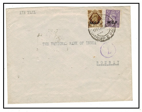 B.O.F.I.C. - 1946 1/3d rate cover to India used at TRIPOLI.