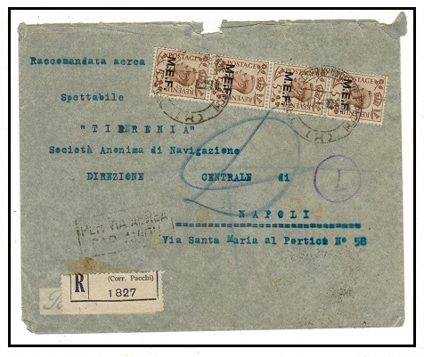 B.O.F.I.C. - 1946 1/8d rate registered cover to Italy used at TRIPOLI.