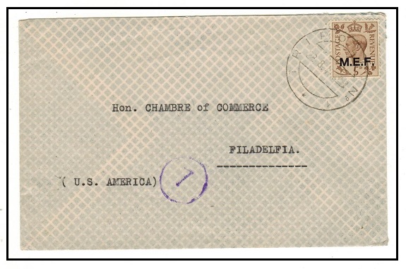 B.O.F.I.C. - 1947 5d rate cover to USA used at TRIPLOI.