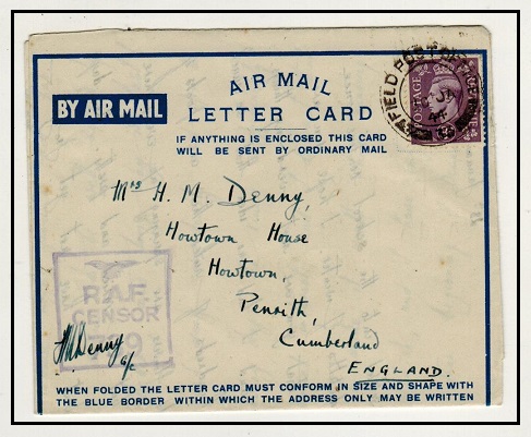 B.O.F.I.C. - 1944 3d rate censored letter card to UK used at FPO 33 at Tobruk.