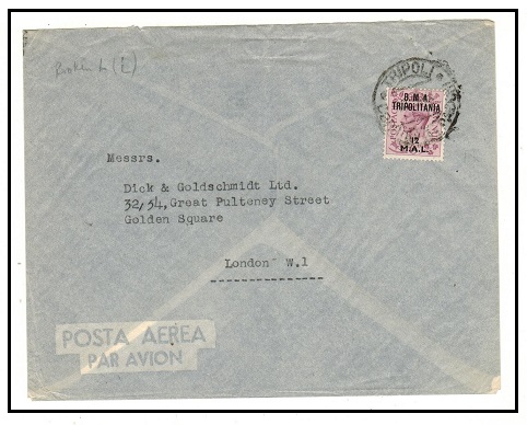 B.O.F.I.C. - 1949 12m rate cover to UK used at TRIPOLI.