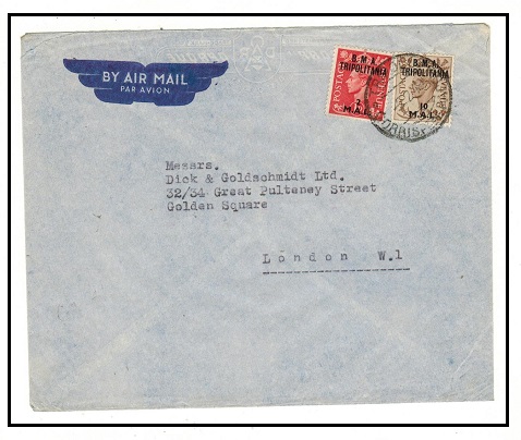 B.O.F.I.C. - 1949 12m rate cover to UK used at TRIPOLI.