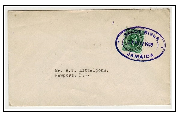 JAMAICA - 1949 1/2d rate local cover used at SANDY RIVER.