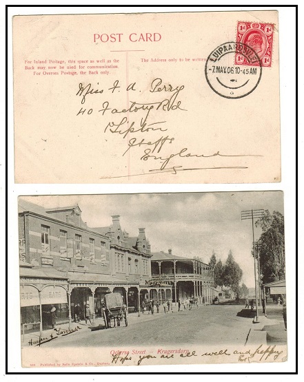 TRANSVAAL - 1906 1d rate postcard to UK used at LUIPAARDSVLEI.