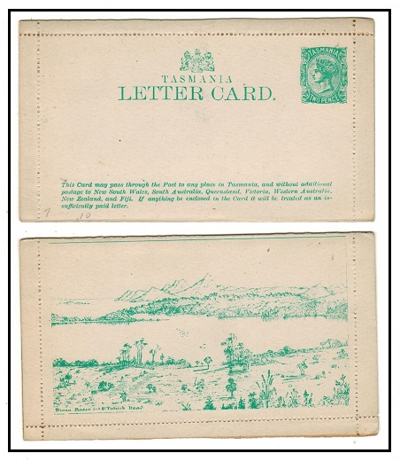 TASMANIA - 1898 2d blue green illustrated postal stationery letter card unused.  H&G 1b.