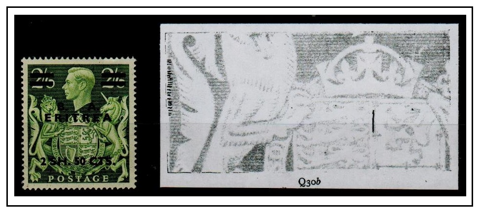 B.O.F.I.C. - 1950 2sh50c on 2/6d fine mint with MAJOR RE-ENTRY. Row 1/7.  SG E23.
