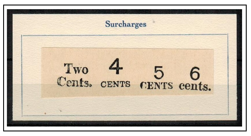 NORTH BORNEO - 1886 and 1890 FOURNIER FORGERIES of the TWO CENTS,4c, 5c and 6c surcharges in black.
