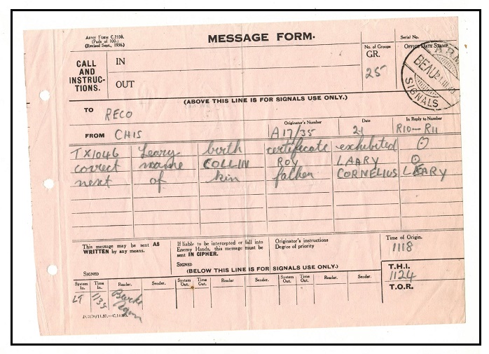 AUSTRALIA - 1940 ARMY FORM cancelled 