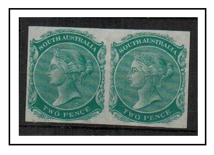 SOUTH AUSTRALIA - 1868 2d IMPERFORATE COLOUR TRIAL pair printed in dull green.