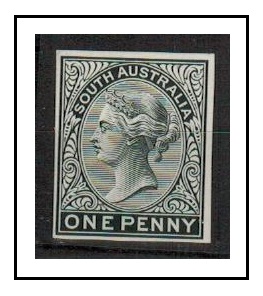 SOUTH AUSTRALIA - 1868 1d cut to stamp size DIE PROOF printed in black on thick glazed card.