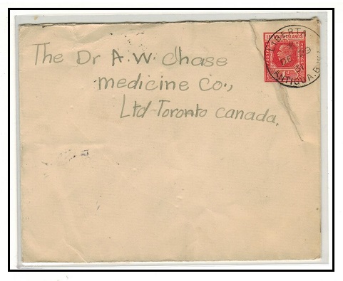 ANTIGUA - 1928 1d red Leeward Islands PSE to Canada used at LIBERTA/ANTIGUA.  H&G 7.