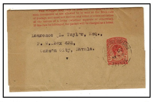 BRITISH HONDURAS - 1938 2c red postal stationery wrapper to USA used at BELIZE.  H&G 5.