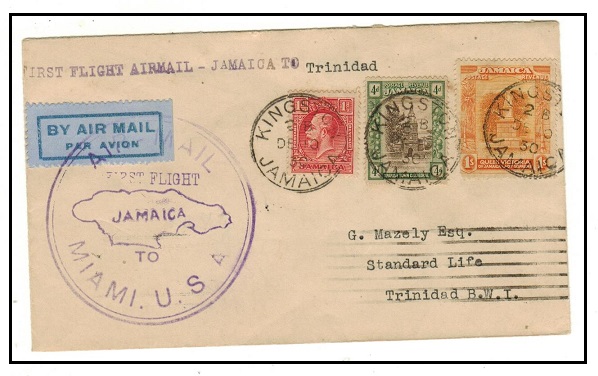 JAMAICA - 1930 first flight cover to Trinidad.