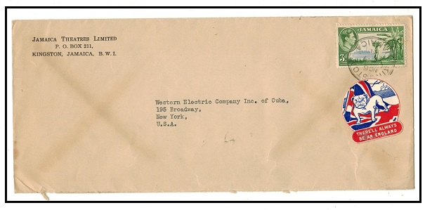 JAMAICA - 1941 3d rate cover to USA with 