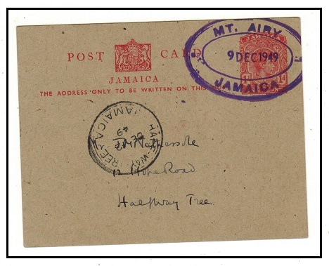 JAMAICA - 1942 1d red PSC used locally (no message) with MT.AIRY 