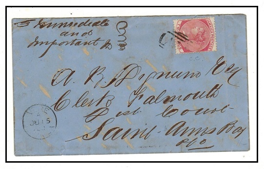 JAMAICA - 1864 2d rate local cover used at VERE.