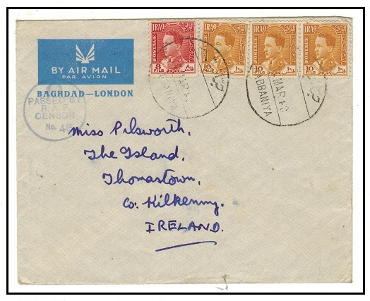 IRAQ - 1941 38f rate RAF censored cover to Ireland used at HABBANIYA.