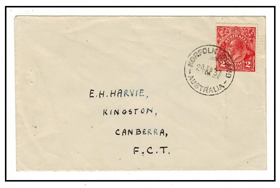 NORFOLK ISLAND - 1937 2d rate cover to Australia.