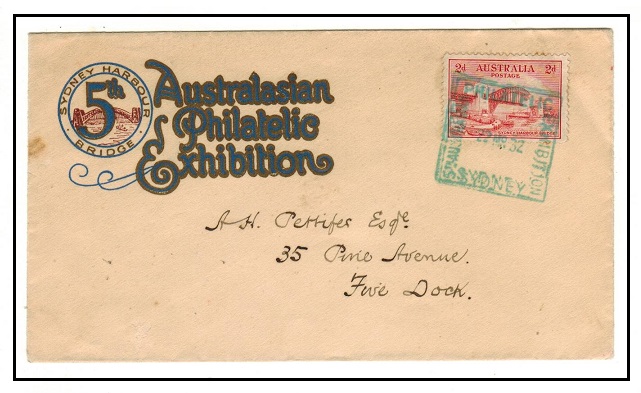 AUSTRALIA - 1932 2d rate local cover used at SYDNEY PHILATELIC EXHIBITION.