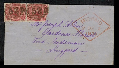 TASMANIA - 1873 2d rate local cover struck by 
