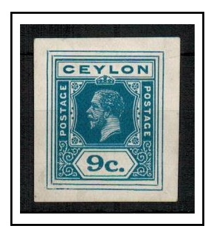 CEYLON - 1915 9c IMPERFORATE COLOUR TRIAL for the postal stationery envelopes printed in
dull blue 