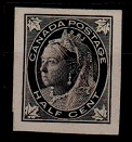 CANADA - 1897 1/2c IMPERFORATE PLATE PROOF in black.
