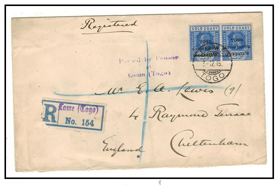 TOGO - 1915 5d rate registered 