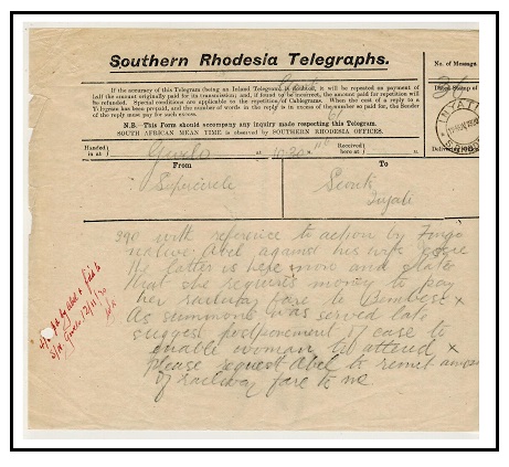 RHODESIA - 1920 use of 