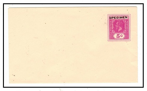 CEYLON - 1915 5c deep pink PSE (size a) unused handstamped SPECIMEN.  H&G 46.