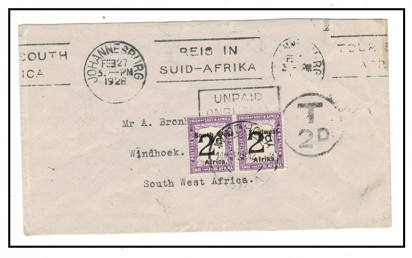 SOUTH WEST AFRICA - 1928 inward unpaid 