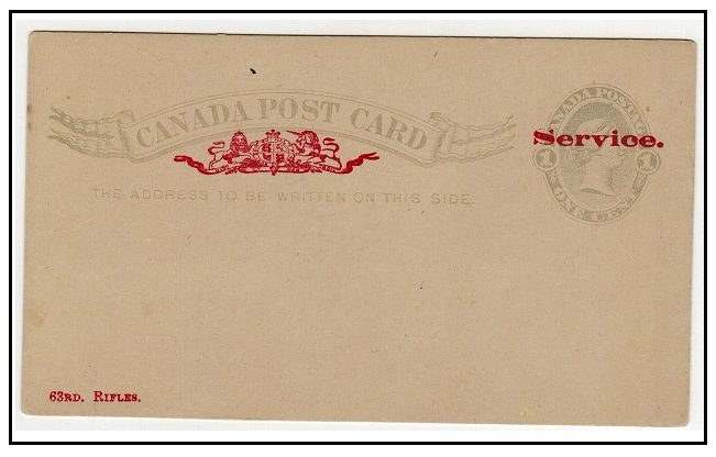CANADA - 1887 1c slate blue PSC unused overprinted SERVICE in red.  