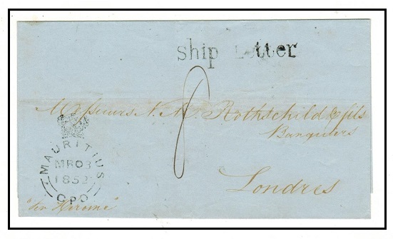 MAURITIUS - 1852 MAURITIUS/GPO stampless wrapper rated 