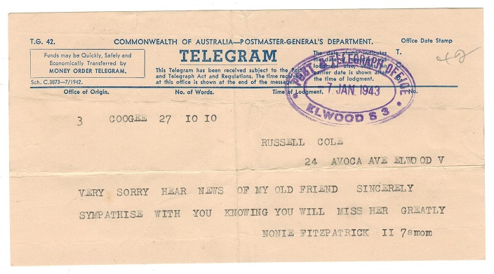 AUSTRALIA - 1943 SILENCE SAVES LIVES 