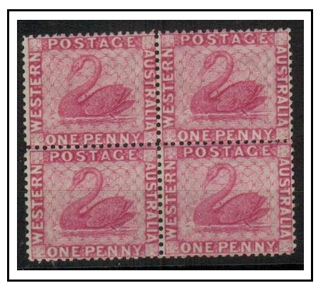 WESTERN AUSTRALIA - 1888 1d carmine pink mint block of four.  SG 103.