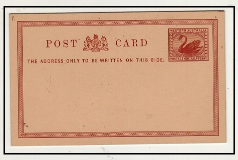 WESTERN AUSTRALIA - 1879 1/2d brown on pale pinkish PSC unused.   H&G 1.
